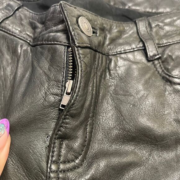 All Saints Mauritius Black 100% Leather Pants Size 29 Read Description - Picture 6 of 9